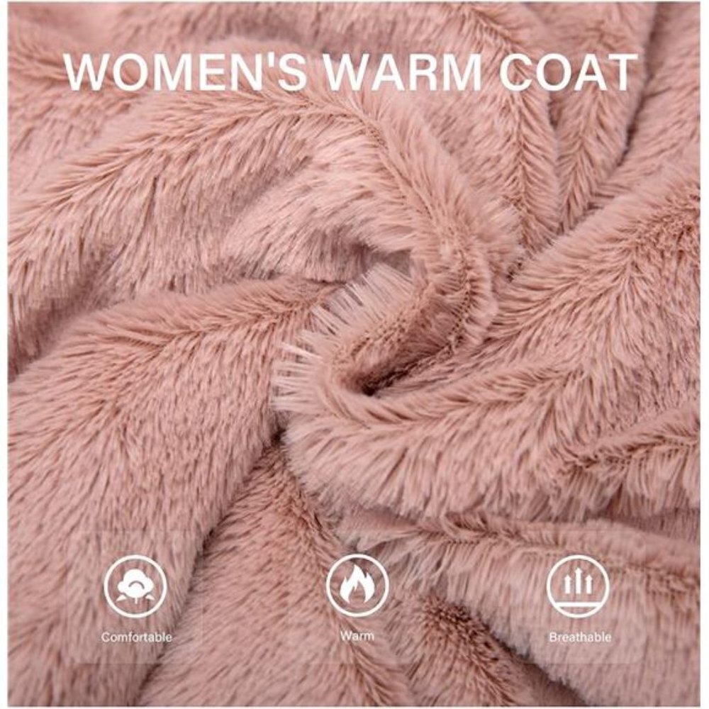 Women’s Faux Fur Shearling Fuzzy Hooded Sherpa-Lined Jacket - Picture 5 of 6